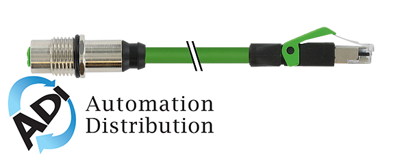 Murrelektronik 7000-44851-7960030 m12 fem. recept. d-cod. rm/rj45 male 0??, pur 2x2xawg22 shielded gn ul/csa+dragchain 0,3m