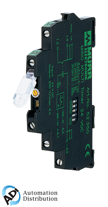 Murrelektronik 3000-18503-0200012 miro 6.2 multi-timer relay sk, in: 24 vdc - out: 250 vac/dc / 6a, 1 n/o contact / 6,2 mm screw-type terminal
