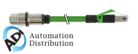 Murrelektronik 7000-44851-7940050 m12 fem. recept. d-cod. rm/rj45 male 0??, pur 2x2xawg22 shielded gn ul/csa 0,5m