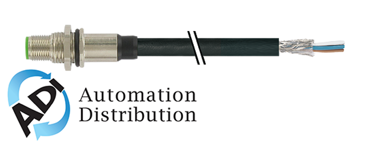 Murrelektronik 7000-15651-8050100 m12 male receptacle y-cod. shielded rear mount, pur 4xawg20+1x4xawg26 shielded bk ul/csa 1m