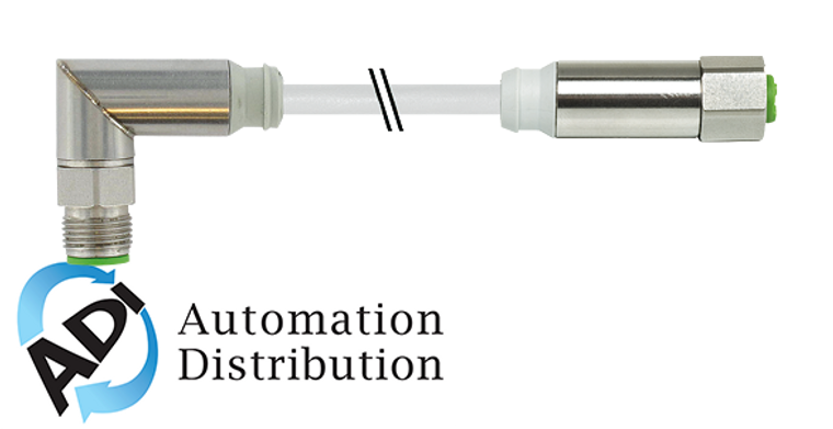Murrelektronik 7044-40201-2140100 m12-steel male 90?? / m12-steel female 0??, pvc 4x0.34 gy ul/csa 1m