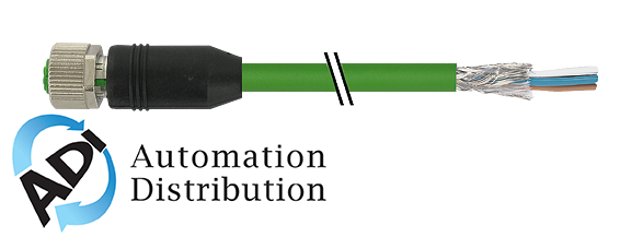 Murrelektronik 7000-14641-7930500 m12 female 0?? shielded, d-cod. with cable en, pur 1x4xawg22 shielded gn ul/csa+robot 5m