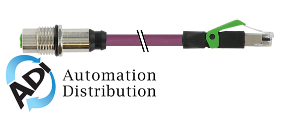 Murrelektronik 7000-44851-7980200 m12 fem. recept. d-cod. rm / rj45 male 0??, pur 2x2xawg22 shielded vt ul/csa+dragchain 2.0m