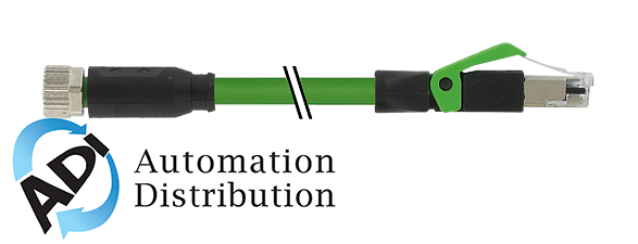 Murrelektronik 7000-89901-7910500 m8 female 0?? / rj45 male 0?? shielded ec, pur 1x4xawg26 shielded gn ul/csa+drag chain 5m