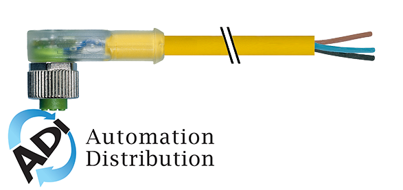 Murrelektronik 7000-12381-0531500 m12 female 90?? led, pur 3x0.34 yellow, ul/csa, robot, drag ch 15m