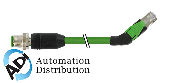 Murrelektronik 7000-44741-7960500 m12 male 0?? / rj45, 45?? left, shielded, ethernet, pur 2x2xawg22 shielded gn ul,csa+dragchain 5m