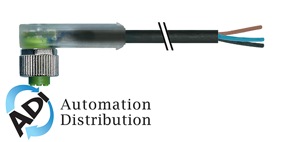 Murrelektronik 7000-12381-6234500 m12 female 90?? with cable led, pur 3x0.34 bk ul/csa 45m