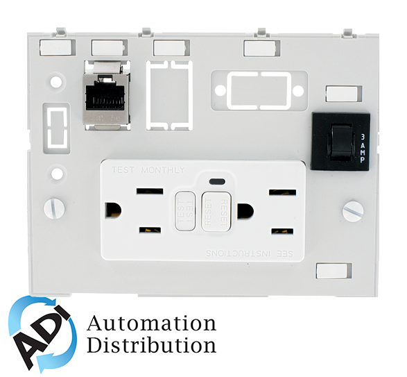 Murrelektronik 4000-68000-4110000 modlink msdd dbl combi insert usa 2xnema 5-15, gfci+1xrj45 female/female + 1x3a fuse, with touch protection