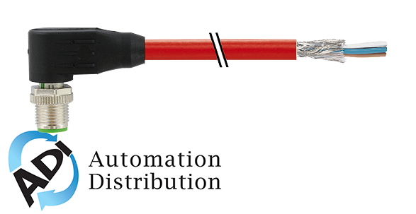 Murrelektronik 7000-14561-7920750 m12 male,90?? shielded, d-cod, ethernet, pur 2x2xawg22 shielded red ul,csa+dragchain 7.5m