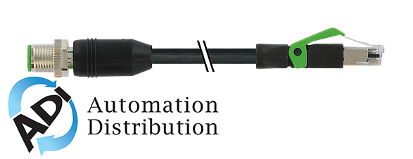 Murrelektronik 7000-44711-8511000 m12 0?? / rj45 male 0?? ethernet, 851 pur 2x2xawg22 shielded bk 10.0