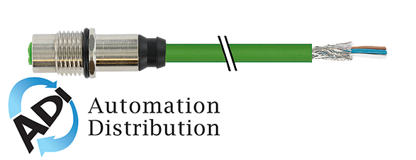 Murrelektronik 7000-14511-7941500 m12 female recept. d-cod. shielded rm ethernet, pur 2x2xawg22 shielded gn ul/csa 15m