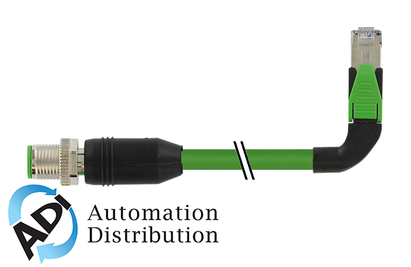 Murrelektronik 7000-44747-7961200 m12 male 0?? / rj45 90?? left shielded ethernet, pur 2x2xawg22 shielded gn ul/csa+dragchain 12m