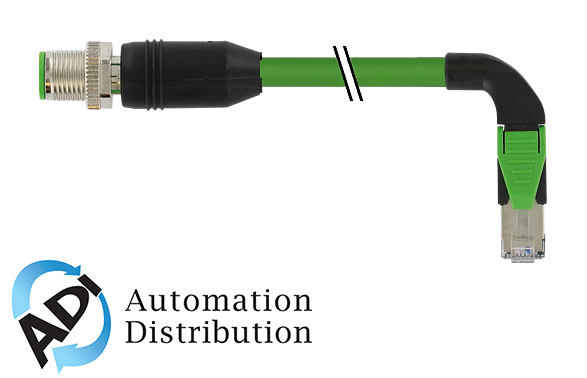 Murrelektronik 7000-44757-7961500 m12 male 0?? / rj45 90?? right shielded ethernet, pur 2x2xawg22 shielded gn ul/csa+dragchain 15m