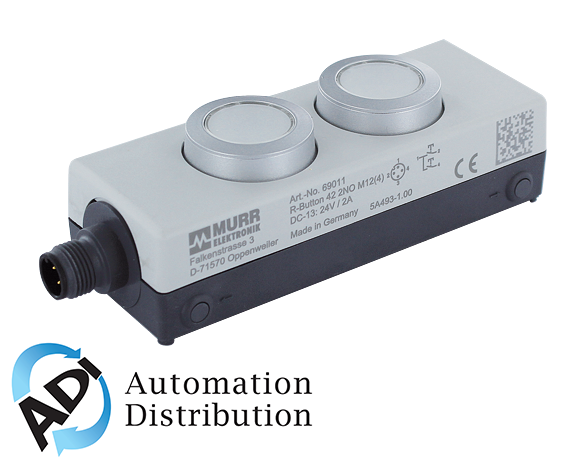 Murrelektronik 69011 reset button with 2 push buttons, every 1 no contact in a ip65 enclosure, m12 connection, 4 poles
