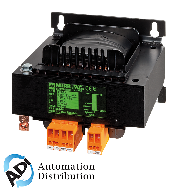 Murrelektronik 86031 met 1-phase control and isolation transformer, p: 630va in: 400vac+/- 5% out: 230vac