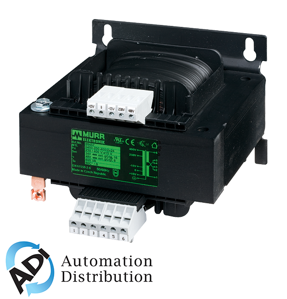 Murrelektronik 86483 mst 1-phase control and isolation transformer, p: 630va in:230/400vac+/-15vac out: 2x115vac