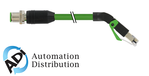 Murrelektronik 7000-44731-7963500 m12 male 0?? / rj45, 45?? down, shielded, ethernet, pur 2x2xawg22 shielded gn ul/csa+dragchain 35m