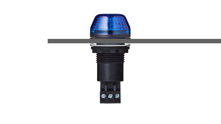 Sprecher + Schuh 800105404 M22 Panel Mount Signaling IBS 30mm Beacon Steady/Flashing LED Blue 12V AC/DC Gray IP65