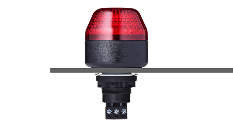Sprecher + Schuh 801102405 M22 Panel Mount Signaling Beacon, Steady/Flashing LED, Red, 45mm, 24V AC/DC, Gray, IP65