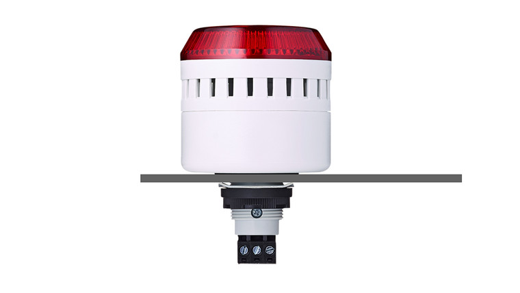 Sprecher + Schuh 814112404 M22 Panel Mount Signaling ELG 65mm Sounder and Beacon, Red/Gray, 12V AC/DC
