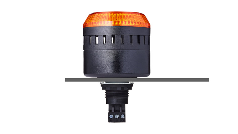Sprecher + Schuh 814511405 M22 Panel Mount Signaling ELG 65mm Sounder and Beacon, Amber/Black, 24V AC/DC