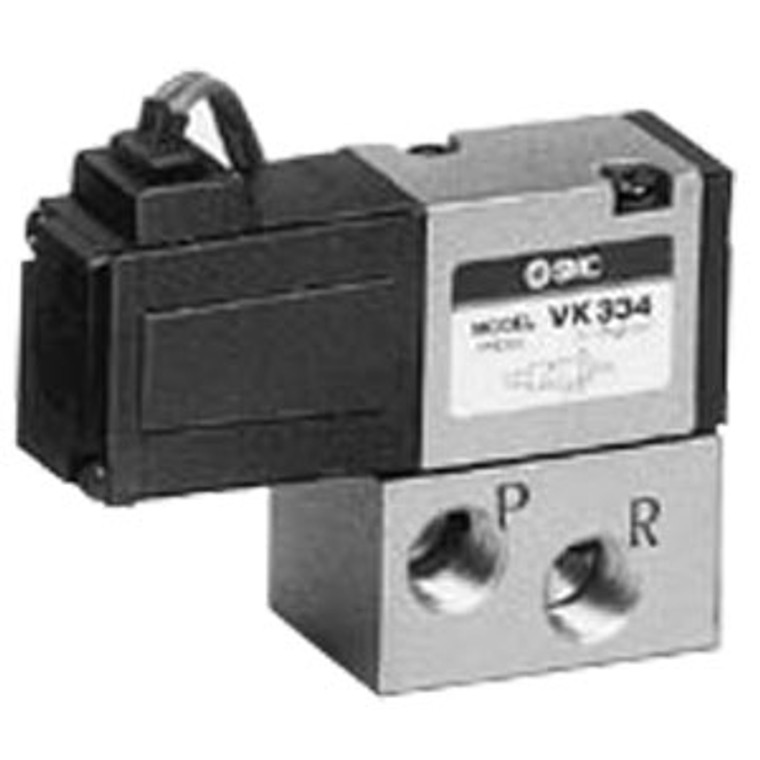 SMC VK334W-6HS-01N VK300 Series 3 Port Solenoid Valve Direct Operated Poppet Type Rubber Seal Base Mounted