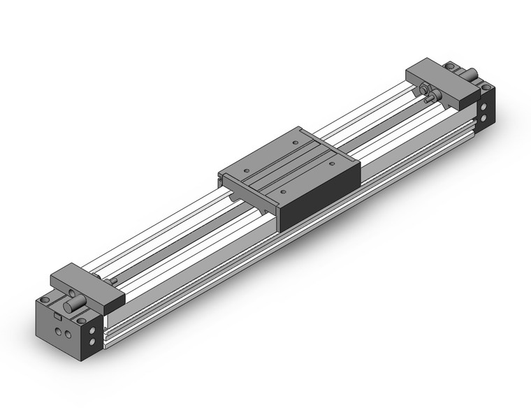 <h2>Rodless Cylinder, MY1M, Mechanically Jointed - Slide Bearing</h2><p><h3>The MY1M Rodless Cylinders have a one-piece carriage and piston that runs its entire stroke length housed with an inner seal belt to maintain air pressure combined with an outer dust seal band to protect from contaminants. This design offers a compact footprint compared to rod-style cylinders and features a low profile. The integrated slide bearing internal guide provides lateral stability protecting it from side load impacts. Air cushions are standard and external shock absorbers are optional.</h3>- Bore sizes: 16, 20, 25, 32, 40, 50, 63 mm<br>- Stroke lengths: 100, 200, 300, 400, 500, 600, 700, 800, 900, 1000, 1200, 1400, 1600, 1800, 2000, 3000, 4000, 5000 mm<br>- Minimum operating pressure: 0.15 ~ 0.20 MPa (22 ~ 29 psi)<br>- Speed: 100~1000 mm/sec (w/o stroke adjustment bolt), 100~1500 mm/sec (external shock absorber)<br>- Long stroke option: up to 5000 mm (XB11), up to 3000 mm for 16 bore<br>- Auto switch capable<br>- <p><a href="https://content2.smcetech.com/pdf/MY1.pdf" target="_blank">Series Catalog</a>