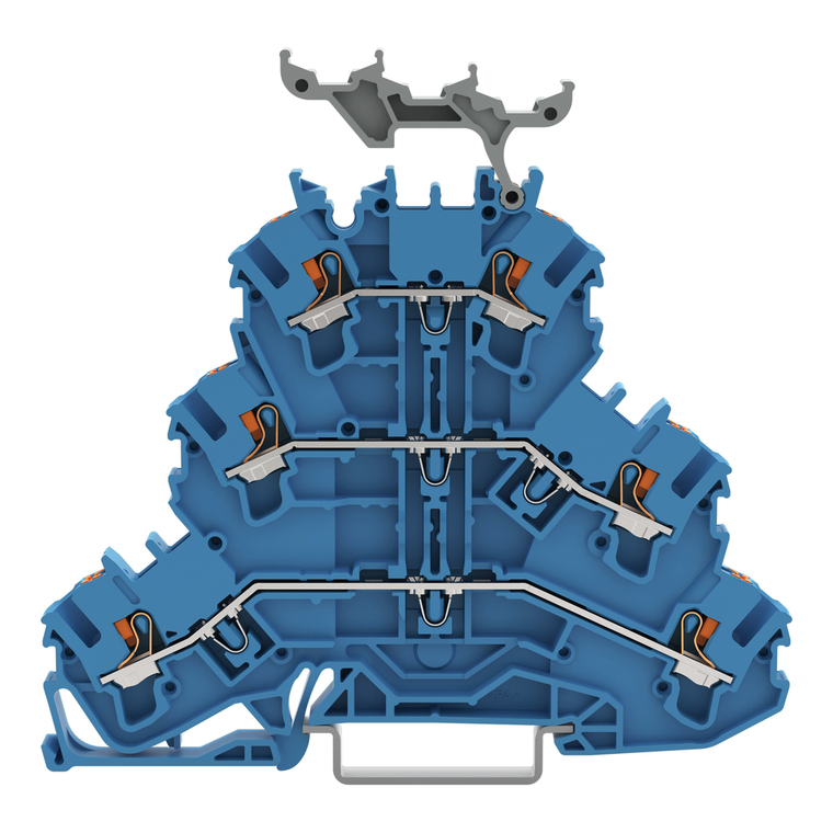 Wago 2202-3234 Triple-deck terminal block with push-button Through/through/through terminal block,  blue