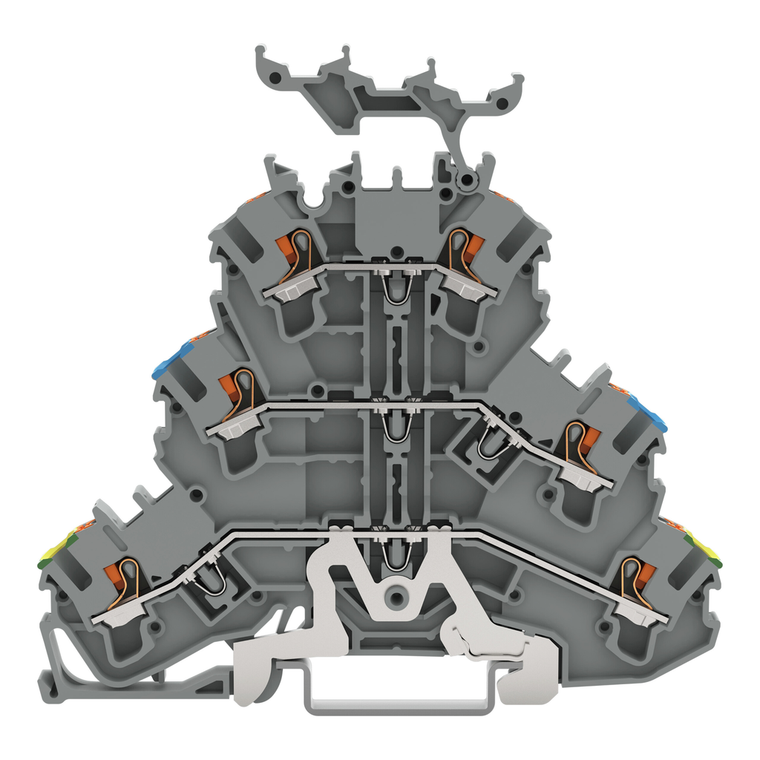 Wago 2202-3247 Triple-deck terminal block Ground cond./through/through block with push-button,  gray