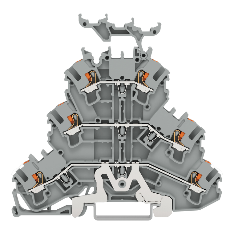 Wago 2202-3258 Triple-deck terminal block Shield/through/through block,  gray