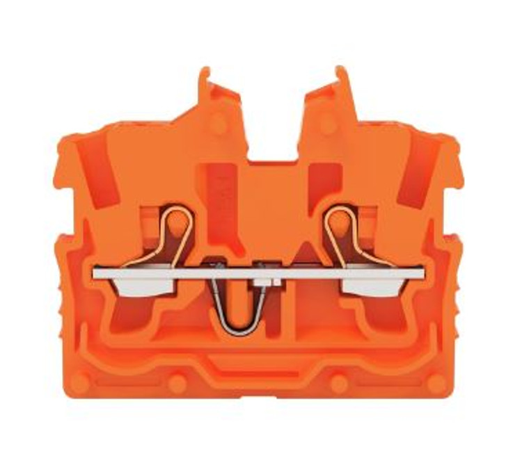 Wago 2250-322 2-conductor miniature through tb with push-button 1 mm², orange