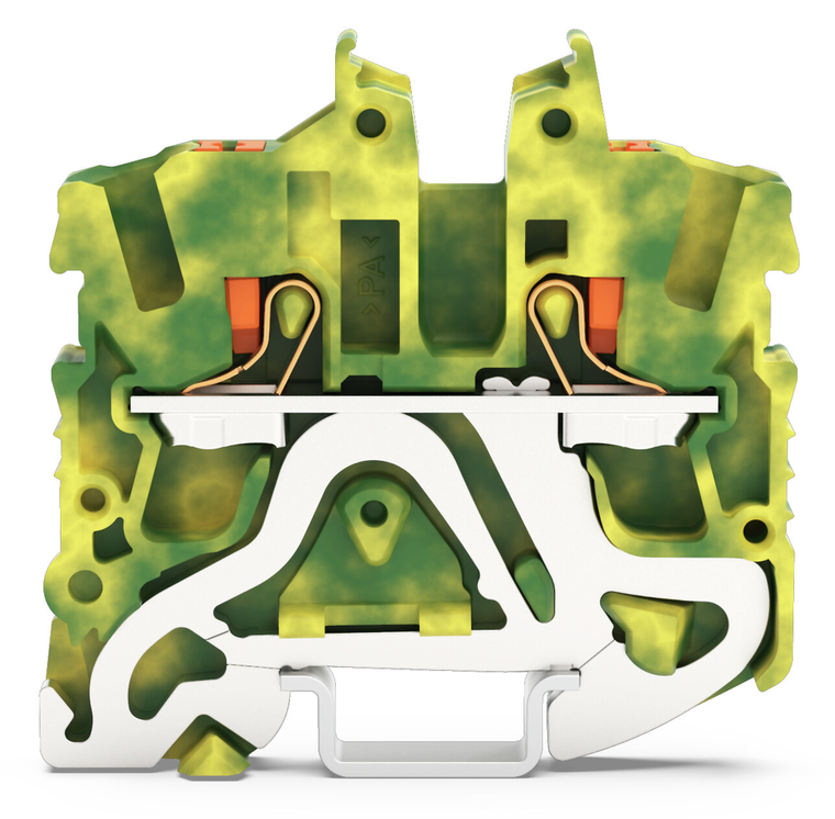 Wago 2252-1207 2-cond. miniature ground terminal block, with push-button, green-yellow