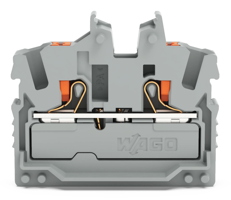 Wago 2252-321 2-conductor miniature through tb with push-button 2.5 mm²,  gray