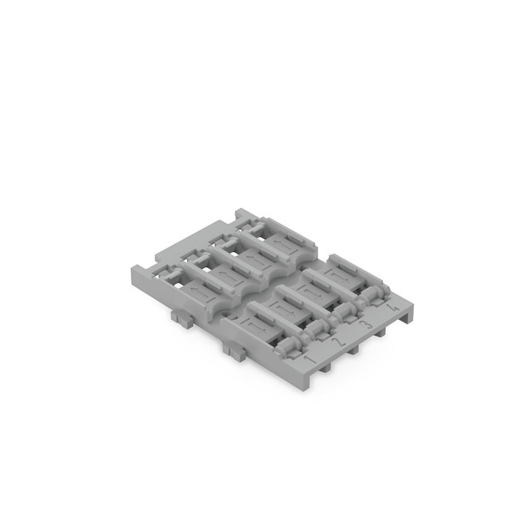 Wago Mounting carrier; 4-way; for inline splicing connector with lever; with snap-in mounting foot; gray Pack of 5