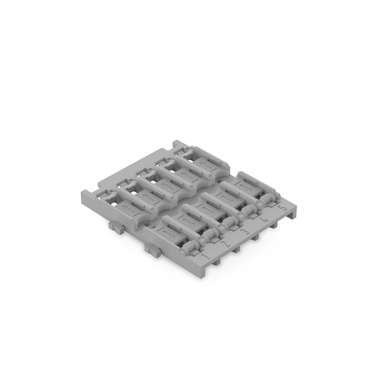 Wago Mounting carrier; 5-way; for inline splicing connector with lever; with snap-in mounting foot; gray Pack of 5