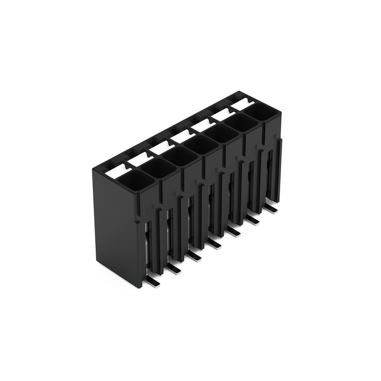 Wago SMD PCB terminal block, push-button 1.5 mm² Pin spacing 3.5 mm 7-pole, black Pack of 270