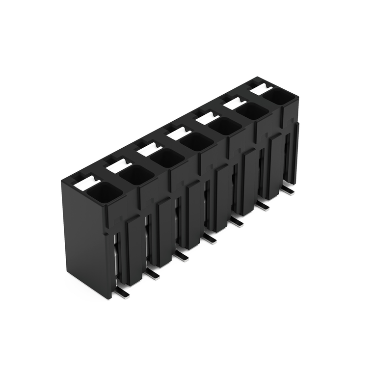 Wago SMD PCB terminal block, push-button 1.5 mm² Pin spacing 5 mm 7-pole, black Pack of 270