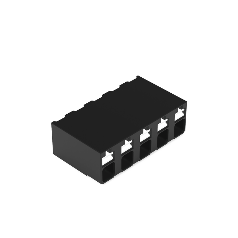 Wago SMD PCB terminal block, push-button 1.5 mm² Pin spacing 5 mm 5-pole, black Pack of 515