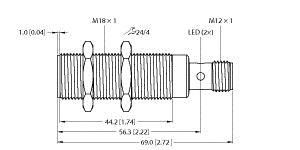 Turck Bi8-M18-2Aps8X2-H1141 Inductive Safety Sensor, Standard