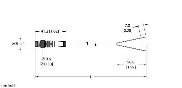 Turck Psg 3M-4/S760/S771 Single-ended Cordset, Straight Male Connector