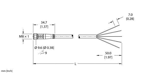 Turck Pkgv 4M-8/S90/S618/S1057 Single-ended Cordset, Straight Female Connector
