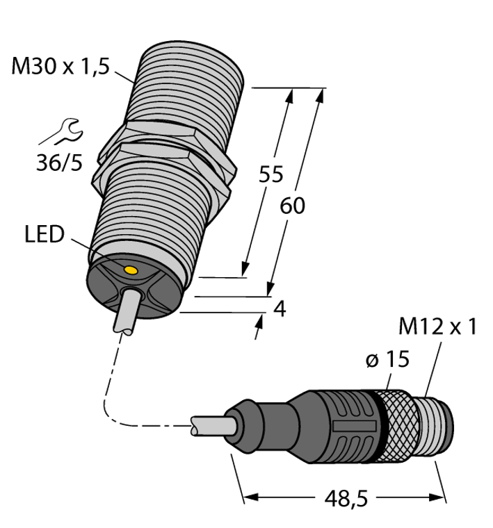 Turck Bi15-Em30-An45Xld-0.2-Rs4T Inductive 1584071