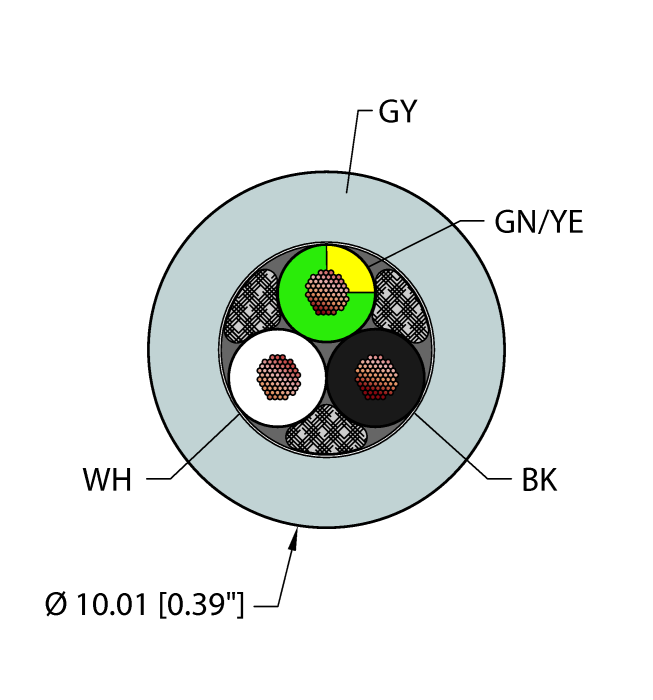 Turck Gry,Pvc,3X16,Stoow,Msha Bulk Cable RF50679