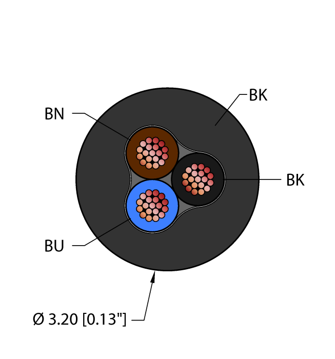 Turck Blk,Pvc,3X26,Awm Bulk Cable RF50681