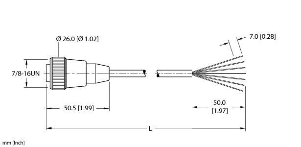 Turck Rkm 61-3M/S763 Single-ended Cordset, Straight Female Connector