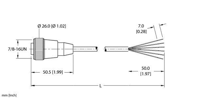 Turck Rkm 61-137M Single-ended Cordset, Straight Female Connector Turck Rkm 61-137M Single-ended Cordset, Straight Female Connector