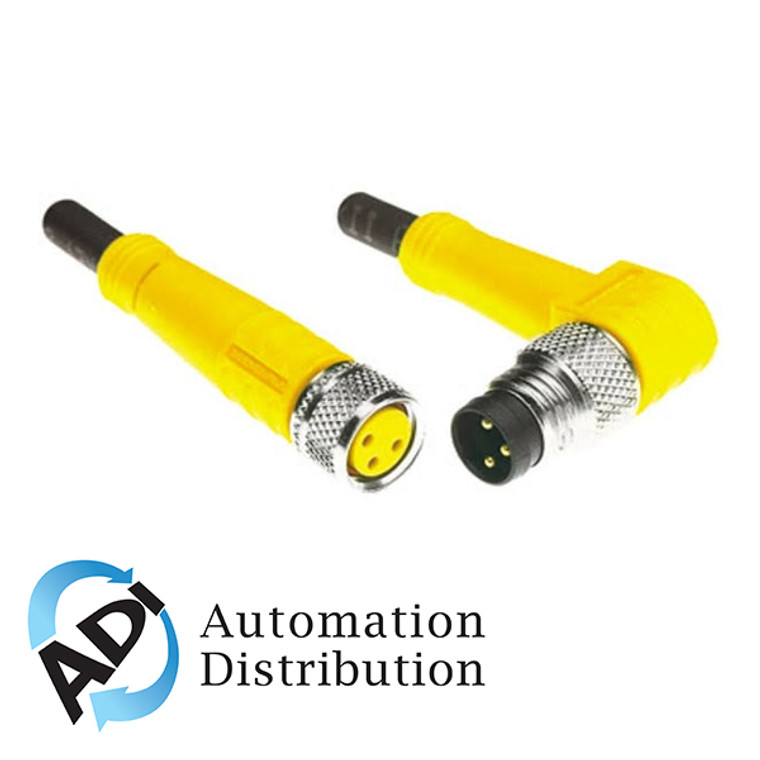 Turck Pkg 3M-0.5-Psw 3M/S90 Double-ended Cordset, Straight Female Connector to Right angle Male Connector 777001331