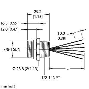 Turck Rsf 61-0.2M/Npt Single-ended Receptacle, Male Receptacle