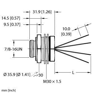 Turck Rsfp 40-3M Single-ended Receptacle, Male Receptacle