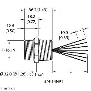 Turck Rsf 76-0.3M/14.75/Npt Single-ended Receptacle, Male Receptacle